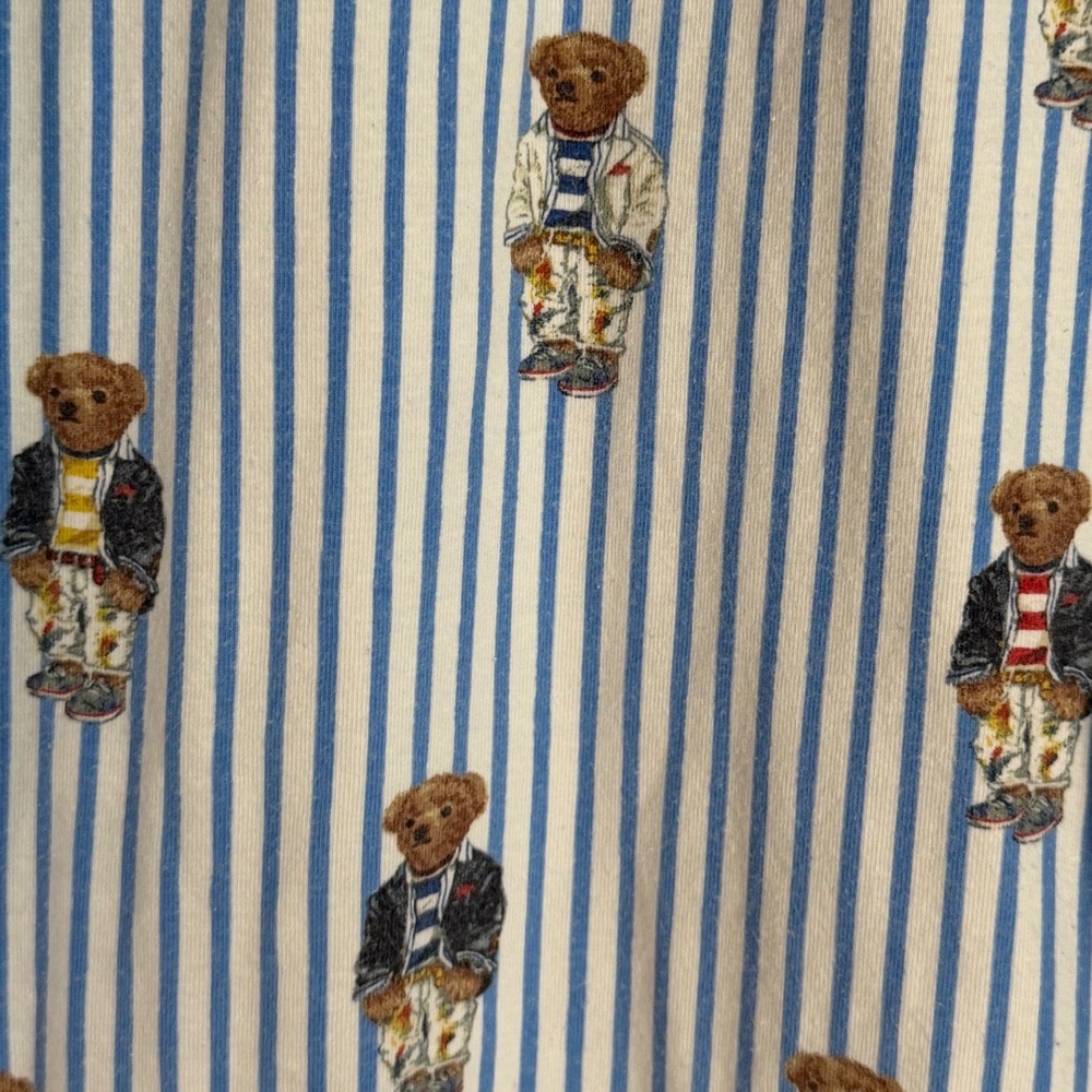 Ralph Lauren Polo Bear Pajama Pants Womens Sz L Blue Stripe Lounge Sleep Preppy - Picture 3 of 13